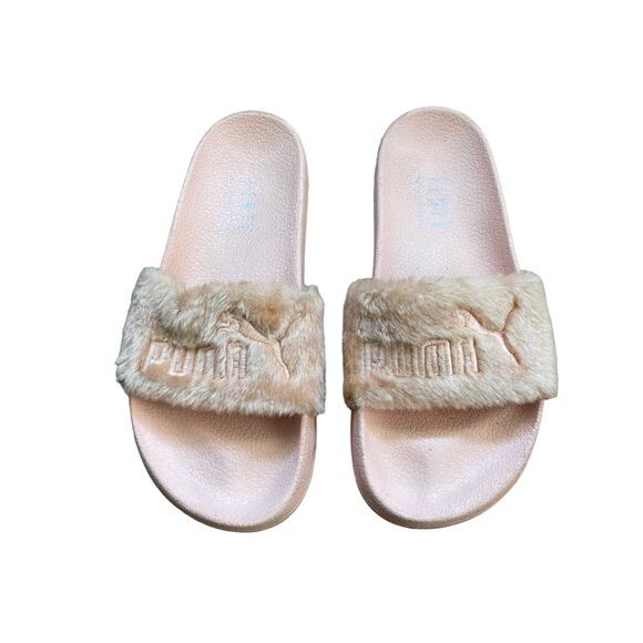 Fenty X Puma Slides Pink Fur upper 9.5 - Picture 1 of 4